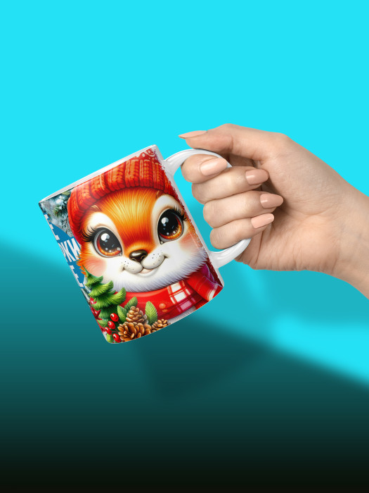 Кружка новогодняя с фото и именем детская женская