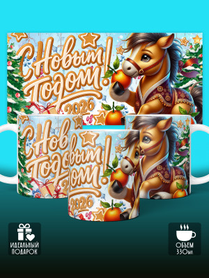 Кружка новогодняя детская мужская 2026