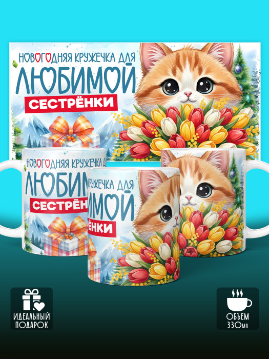 Кружка новогодняя для сестры